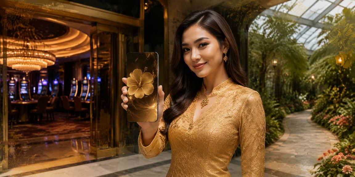 Pengguna Malaysia menggunakan aplikasi kasino ax200 dengan pakaian tradisional kebaya